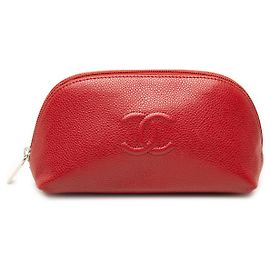 Chanel Red CC Caviar Kosmetiktasche Rot