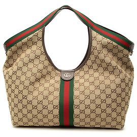 Bolso Tote Gucci Beige Large GG Canvas Web Giglio Beige