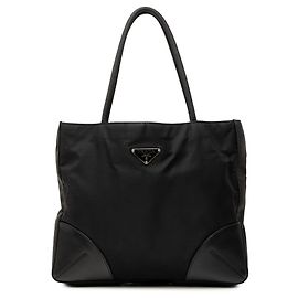 Prada Tessuto Tote mit Vitello-Besatz in Schwarz Schwarz