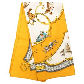 Lenço de seda Hermès Yellow La Cle Des Champs 90 Outro Amarelo