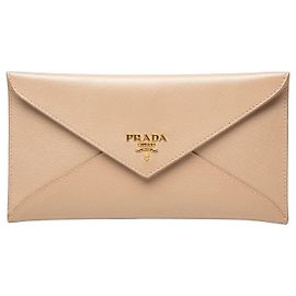 Prada Beige Saffiano Envelope Wallet Beige