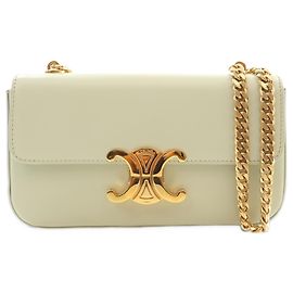 Céline Bolsa de Ombro com Corrente Celine Claude em Pele de Vitelo Brilhante Verde Triomphe Verde Verde claro