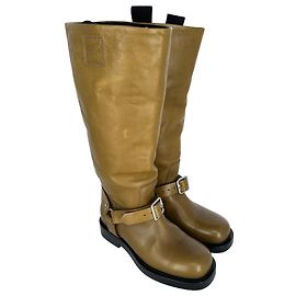 Bottes hautes Saddle Burberry en cuir marron Marron