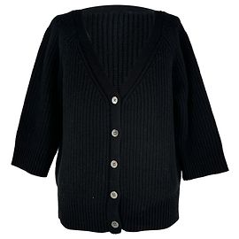 Cardigan col en V Michael Kors Collection en cachemire noir Noir