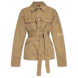 Dsquared2 Beige Cotton Shirt with Belt Brown Beige