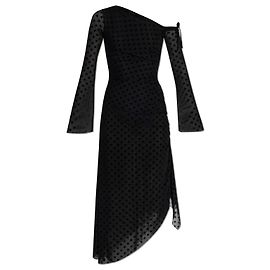 Autre Marque Vestido com monograma e acabamento em veludo Preto