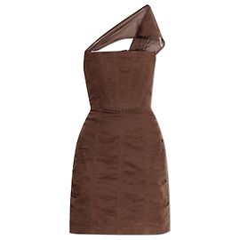 Vestido corset assimétrico de algodão marrom Dsquared2 Marrom