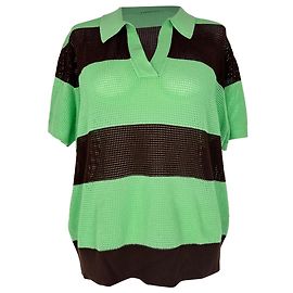 Haut Polo en maille ajourée Dries van Noten en viscose multicolore Multicolore