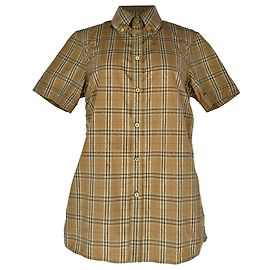 Polo à manches courtes Burberry Check en coton marron Marron