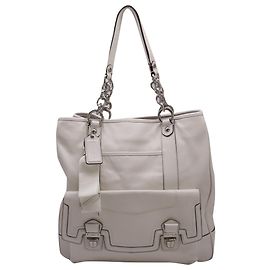 Sac cabas Coach Poppy avec poche frontale en cuir White Blanc Écru