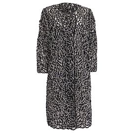 Oscar De La Renta Knitted Embroidered Long Blazer in Black Wool Black