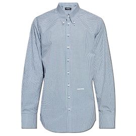 Dsquared2 Checked Cotton Shirt Blue White Multiple colors