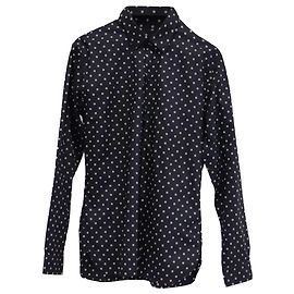 Camicia Burberry a pois in cotone blu navy Blu Blu navy