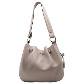 Bally Drawstring Shoulder Bag with Pouch in Beige Leather  Beige