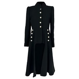 Alexander Mcqueen Military Cutaway Mantel aus schwarzer Wolle Schwarz