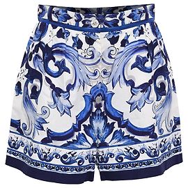 Bermudas Dolce & Gabbana con estampado Majolica en algodón azul Azul