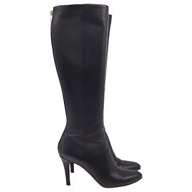 Jimmy Choo Knee-High Stiletto Boots in Black Leather Black