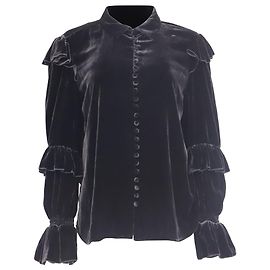 Autre Marque Blouse à volants Frame Victorian en velours noir Noir