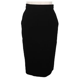 Saia lápis de lã Chanel Preto