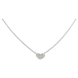 Autre Marque Collar de Corazón de Diamantes y Oro Blanco Au750 Plata