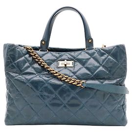 Sac Tote Chanel 2.55 Bleu en Cuir Bleu