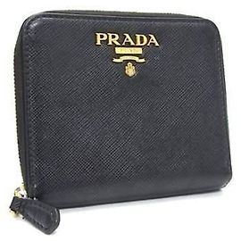 Prada Bi-fold Wallet in Black Saffiano Leather Black