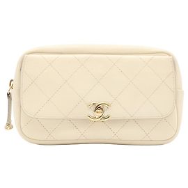 Sac ceinture Chanel Matelassé Coco Mark Beige