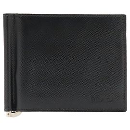 Portafoglio Prada Saffiano Bi-fold in Black Nero Bianco
