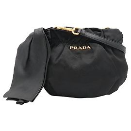 Sac à épaule Prada en ruban jacquard Noir