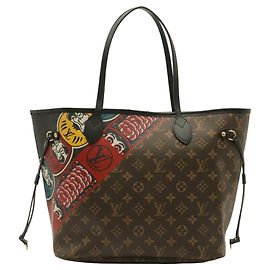 Saco Tote Louis Vuitton Monogram Neverfull MM Marrom Vermelho