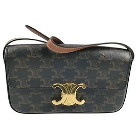 Céline Sac à épaule Celine Claude Triomphe Marron Noir