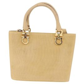 Salvatore Ferragamo Gancini Tote Canvas Beige