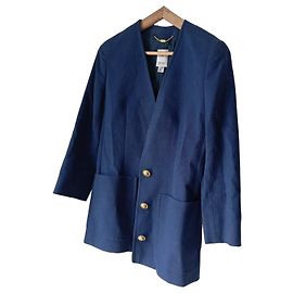 Céline Celine Blazer de lana azul Azul