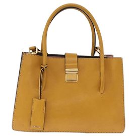 Miu Miu Madras Convertible Compartment Leather Medium Amarillo
