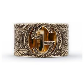 Bague Gucci Interlocked G en Or Jaune 18k Doré