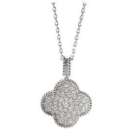 Van Cleef & Arpels Magic Alhambra Anhänger Diamanten Weißgold 750 Silber Weiß