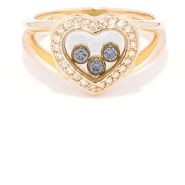 Anel Chopard Happy Heart em Ouro Amarelo e Diamantes Dourado