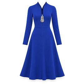 Balenciaga Vestido Midi Azul com Cristais Pre-Fall 2017 Azul
