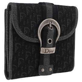 Christian Dior Trotter Canvas Wallet Black Silver Auth 208541V - Jerrillo Other