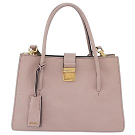 Miu Miu Bolsa de Mão Couro 2way Bege Tom Dourado Auth 209104 - Jerrillo Outro