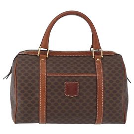 Céline CELINE Sac Boston Macadam PVC Marron Ton Or Auth 209797 - Jerrillo Autre