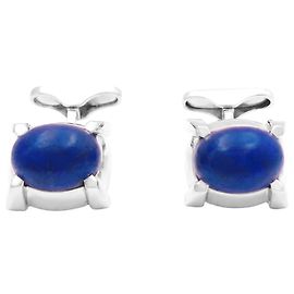 Autre Marque Boutons de manchette or blanc et lapis lazuli. Autre