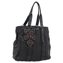 Miu Miu Tote Bag Cuir Noir Argent Auth 209991V - Jerrillo Autre