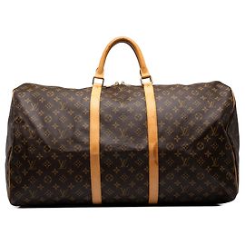 Bolso de viaje Louis Vuitton Monogram Keepall 60 Marrón Castaño