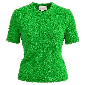 Gucci Top de bouclé texturizado verde Runway Primavera 2020 Verde
