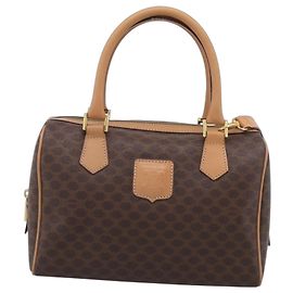 Céline Bolsa Boston Macadam Canvas e Couro Castanho Outro