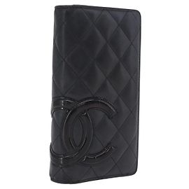 Chanel Cambon Line Matelassé Long Wallet Black Lambskin Other