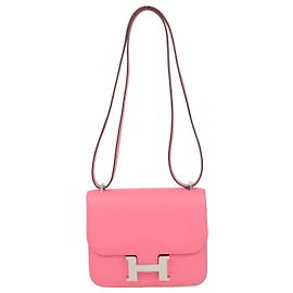 Hermès Bolsa de ombro Hermes Rose Azalee Swift Leather Constance 18 Rosa