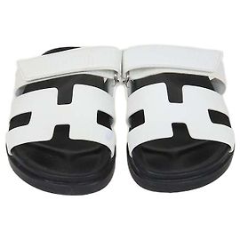 Hermès Hermes White Leather Chypre Sandals White