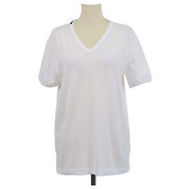 Camiseta de algodón blanca con cuello en V Dolce & Gabbana Blanco
